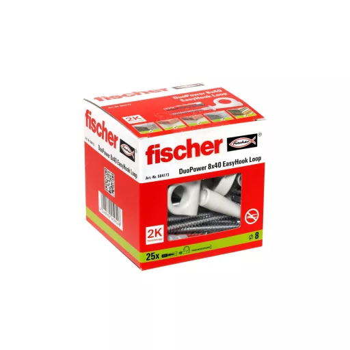 Fischer 564173 horgonycsavar és tipli 25 db Kampós csavar és tipli készlet