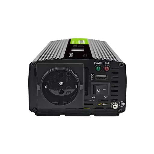 Green Cell Przetwornica napicia PowerInverter LCD 12 V 500W/1000W Przetwornica samochodowa z wywietlaczem - czysty sinus áramátalakító és inverter Automatikus Fekete