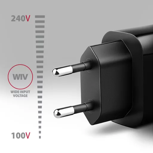 Axagon ACU-QC18 kroviklis jungiama tinkl QC 18W, 1x port USB-A, QC3.0/AFC/FCP/SMART Juoda Mobiltelefon, Tápérintkező, Okostelefon, Okosóra, Táblagép, Univerzális Fekete Váltakozó áram Gyorstöltés Beltéri