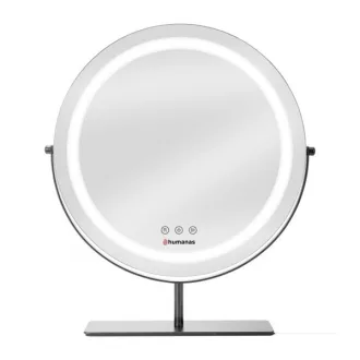   HUMANAS HM Scarlet LED fém sminktükör, 360° elforgatható, integrált érintő gombok, 3 színhőmérséklet,