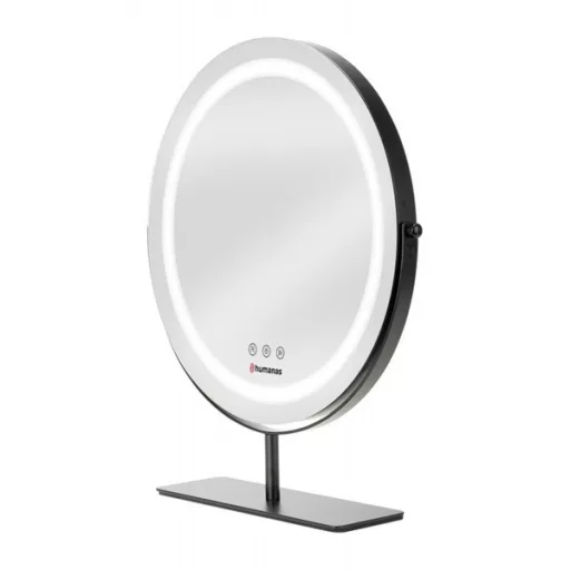 HUMANAS HM Scarlet LED fém sminktükör, 360° elforgatható, integrált érintő gombok, 3 színhőmérséklet,