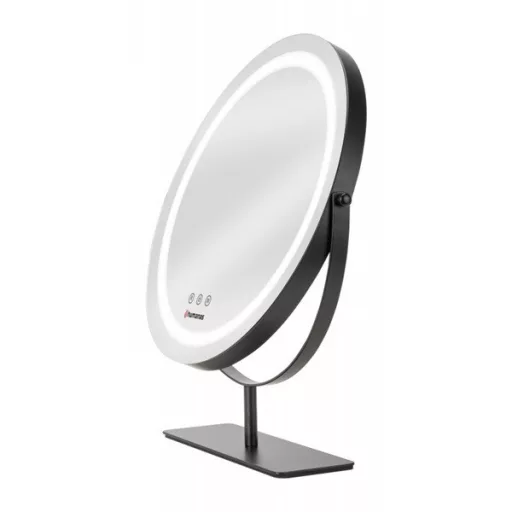 HUMANAS HM Scarlet LED fém sminktükör, 360° elforgatható, integrált érintő gombok, 3 színhőmérséklet,