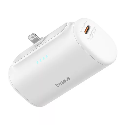 CHG Baseus Compact gyorstöltő powerbank 5000 mAh, 20W iPhone csatlakozóval, fehér