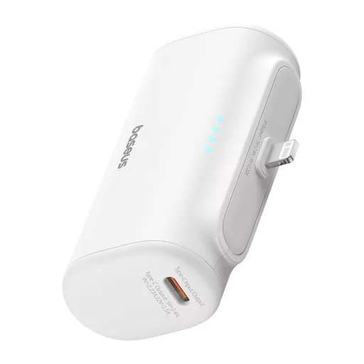 CHG Baseus Compact gyorstöltő powerbank 5000 mAh, 20W iPhone csatlakozóval, fehér
