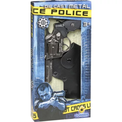 Metal police revolver with holster Gonher