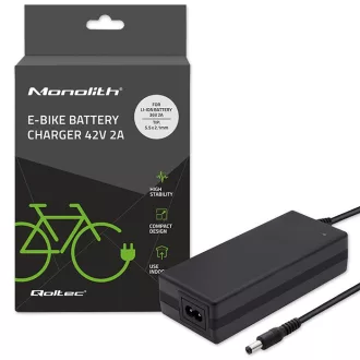   Qoltec 50760 Charger for e-bike batteries 36V | 42V | 2A | 5.5*2.1