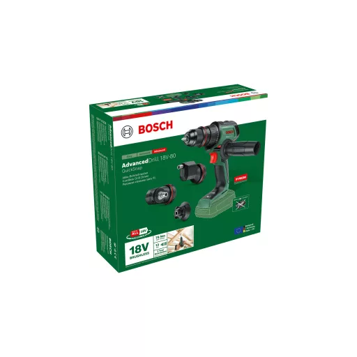 Bosch AdvancedDrill 18V-80 QuickSnap 1950 RPM Kulcsnélküli 830 g Fekete, Zöld