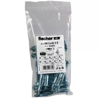   Fischer 538883 horgonycsavar és tipli 20 db Csavar és tipli készlet 65 mm