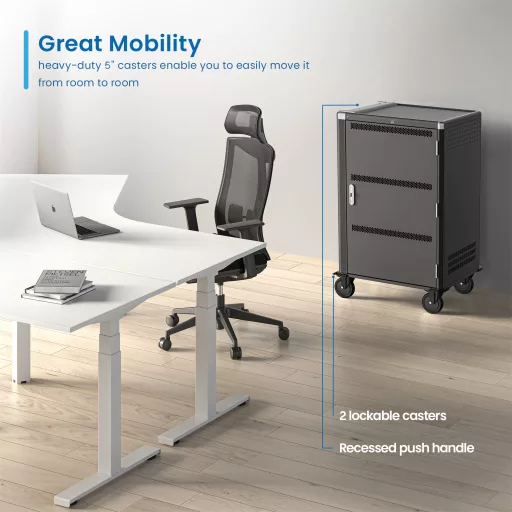 Ewent EW1701 tároló/töltő kocsi és szekrény mobileszközökhöz Tárolószekrény mobileszközökhöz Fekete, Szürke
