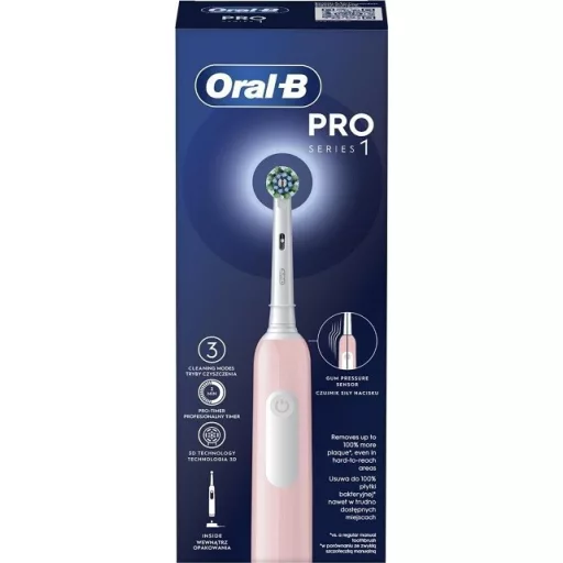 Oral-B | Electric Toothbrush | Pro Series 1 Cross Action | Rechargeable | For adults | Number of brush heads included 1 | Number of teeth brushing modes 3 | Pink