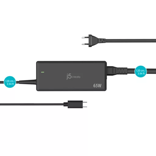 j5create JUP1265 áramátalakító és inverter Beltéri 65 W Fekete