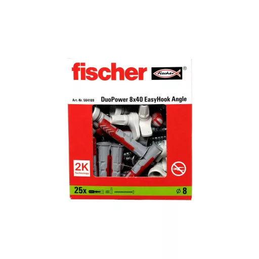 Fischer 564169 horgonycsavar és tipli 25 db Kampós csavar és tipli készlet