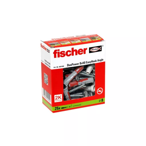 Fischer 564169 horgonycsavar és tipli 25 db Kampós csavar és tipli készlet
