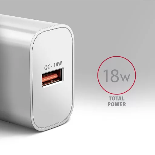 Axagon ACU-QC18W mobiltelefon töltő Mobiltelefon, Okostelefon, Okosóra, Táblagép, Univerzális Fehér Váltakozó áram Gyorstöltés Beltéri