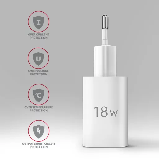 Axagon ACU-QC18W mobiltelefon töltő Mobiltelefon, Okostelefon, Okosóra, Táblagép, Univerzális Fehér Váltakozó áram Gyorstöltés Beltéri