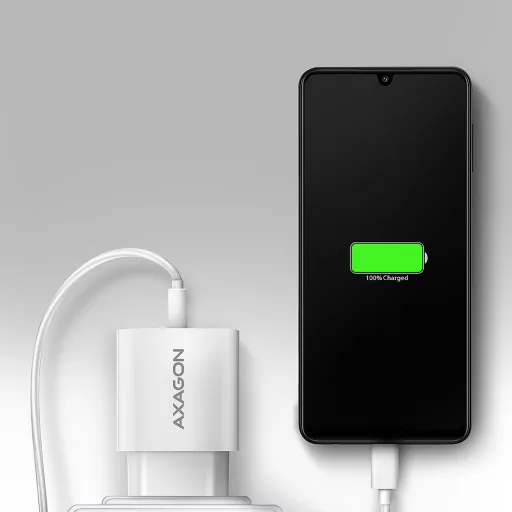Axagon ACU-QC18W mobiltelefon töltő Mobiltelefon, Okostelefon, Okosóra, Táblagép, Univerzális Fehér Váltakozó áram Gyorstöltés Beltéri