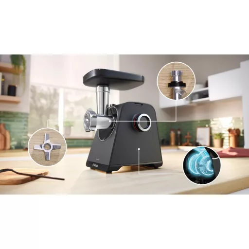 Bosch MFWS430B húsdaráló 1900 W Fekete, Ezüst