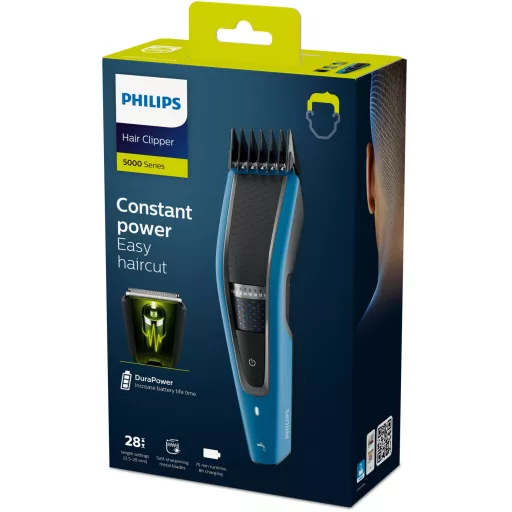 Philips 5000 series HC5612/15 szakáll/hajnyíró Fekete, Kék 28 Nikkel-fémhidrid (NIMH)