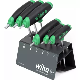   Stiftschlüssel-Set TORX, mit Quergriff ComfortGrip (schwarz/rot, 6-teilig mit Seitenabtrieb, mit Werkbankständer)