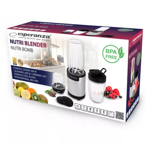 Esperanza EKM030 turmixgép Asztali mixer 900 W Fekete, Rozsdamentes acél
