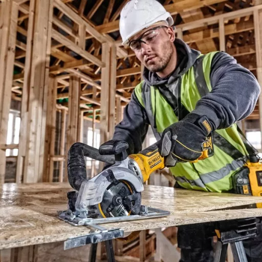 DeWALT DCS571NT-XJ hordozható körfűrész 11,5 cm Sárga 4500 RPM