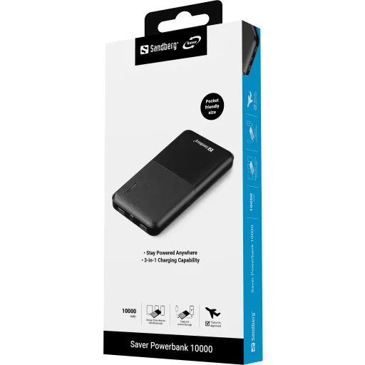 Sandberg 320-34 külső akkumulátor Lítium-polimer (LiPo) 10000 mAh Fekete