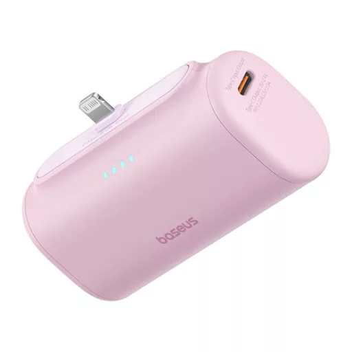 CHG Baseus Compact gyorstöltő powerbank 5000 mAh, 20W iPhone csatlakozóval, rózsaszín