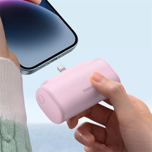 CHG Baseus Compact gyorstöltő powerbank 5000 mAh, 20W iPhone csatlakozóval, rózsaszín