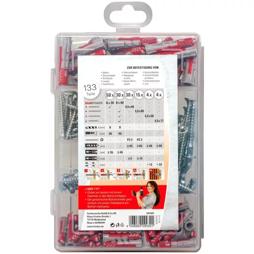 Fischer 541507 horgonycsavar és tipli 80 db Csavar és tipli készlet