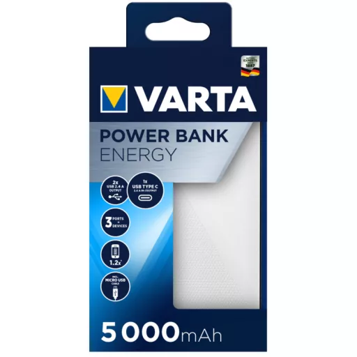 Varta Energy 5000 Lítium-polimer (LiPo) 5000 mAh Fekete, Fehér