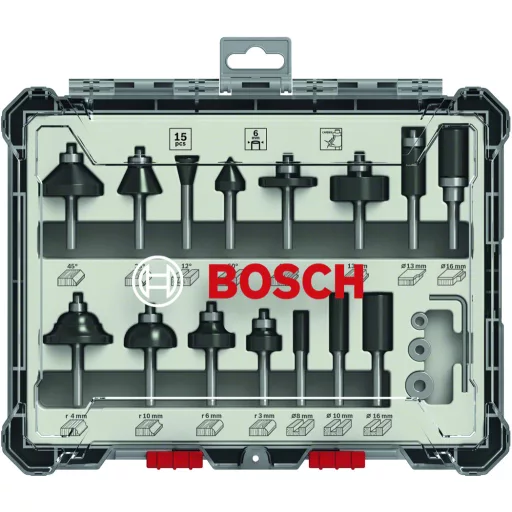 Bosch 2 607 017 471 marófej Felsőmaró készlet 15 db