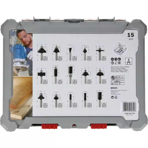 Bosch 2 607 017 471 marófej Felsőmaró készlet 15 db