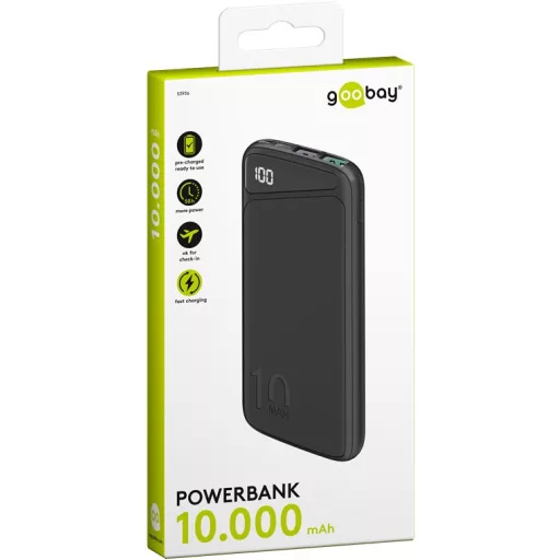 Goobay 53936 külső akkumulátor Lítium-polimer (LiPo) 10000 mAh Fekete